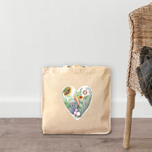 Load image into Gallery viewer, Heart Flowers Tote Bag
